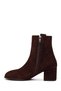 Women's Brown Zippered Thick Heeled Suede Leather Boots Wf220005Ds - 3