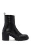 Women's Black Heeled Zippered Leather Boots Wf180007Df