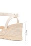 Women's Leather Ankle Buckle Wedge Heeled Straw Sandals 26Sfe4814M7 - 4