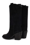 Women's Black Thick Heeled Suede Leather Boots Wf190066Ds - 8