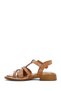 Women's Tan Leather Sandals with Ankle Buckle 26Sfd360918 - 3