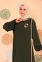 إليف فاف فستان مطرز بأزرار كاكي - 9
