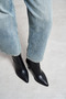 Ken Black Matte Zipper Detail Pointed-Toe Chunky Heel Women's Boots