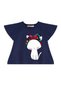 Floral Cat Girl's Navy Blue Summer T-Shirt Poplin Shorts Set - 5