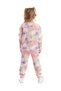 Unicorn Batik Patterned Girls' Tracksuit Set with Kangaroo Pockets - 3