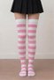 Women's White Pink Striped Cotton Knee High Socks - Design Socks