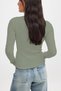 Women Water Green Long Sleeve Crew Neck T-Shirt Blouse Ribbed Knit Corded Fabric - 2
