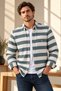 Men's Striped Lumberjack Shirt, Button-Down, with Pockets, Thick Fabric, Casual Shirt.