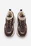 Women's Sneaker High Thick Sole Multi-Piece Lace-Up Sports Shoes Merita Brown Suede - 8