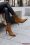 Kimberly Tan Suede Stretch Pointed Toe Zippered Thin Heeled Casual Boots