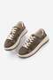 Women's Sneaker Thick Sole Denim Removable Beaded Buckle Sports Shoes Porento Brown Denim