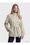 Quality Pieces from Çelebi Store Women's Gabardine Trench Coat with Stand Collar and Belt