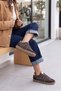 Women's Sneaker Lace-Up Retro Suede Sports Shoes Denor Brown - 2