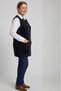 Flexible and Soft-Textured Stretch Fabric Winter Maternity Vest with Buttons and Long Pockets, 82 cm, Hip-Covering, Plus Size, Black - 2