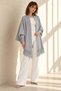 Almira Women's Tasseled Oversized Knit Poncho, Gray - 3