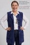 Flexible and Soft-Textured Stretch Fabric Winter Knit Maternity Vest with Buttons and Long Pockets, 82 cm, Hip-Covering, Plus Size, Navy Blue - 4