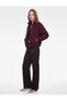 Zippered Stand Collar Cashmere Bomber Jacket with Pockets and Long Sleeves - 2