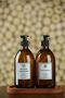 2-Pack Amber Glass Liquid Soap Dispenser with Wooden Stand Dishwashing Liquid Bottle Soap Dispenser - 3