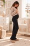 Adjustable-Waist Flared-Leg Maternity Pants in Stretch Fabric - 3