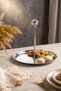 Diamond Stainless Steel Cookie and Dessert Serving Stand with Strappy Handle & Presentation Stand; Diameter: 21.5