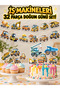 32 Pieces Construction Equipment, Trucks, and Other Vehicles Banner Cake Toothpick Cupcake Decoration Set Cocktail Toothpick Engagement Birthday Cocktail Event and Presentation Cake Decoration Ornament Thick Paper