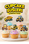 32 Pieces Construction Equipment, Trucks, and Other Vehicles Banner Cake Toothpick Cupcake Decoration Set Cocktail Toothpick Engagement Birthday Cocktail Event and Presentation Cake Decoration Ornament Thick Paper - 6