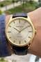 Vintage Classic Men's Wristwatch |   38 mm Gold Steel Case, Black Leather Strap.