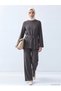 Özmarka New Season Anthracite Women's Trousers with Elastic Waist