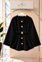 Women's Belted Coat with Button Detail -0700 Black