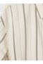 Özmarka New Season Ecru Slim Fit Striped Men's Shirt - 7