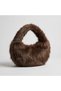 Brown Plush Women's Handbag, Soft Faux Fur Lined Mini Shoulder Bag, Bzeldr05. - 6