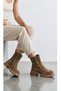 Genuine Suede Leather Camel Beige Women's Boots - 4