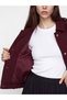 Peak New Season Burgundy Shirt Collar Women's Tweed Jacket - 4