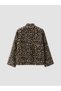 Özmarka New Season Brown Leopard Patterned Fancy Buttoned Cashmere Coat - 7