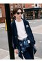 Ozmarka New Season Navy Blue Hooded Boys' Zippered Sweatshirt