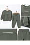 Simit Yaka Creation Printed Piecework Sweatshirt/Elastic Waist Sweatpants 3-Strap Drawstring Set - 3