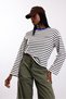 Ecru Sunlit Soul Printed Striped Thin Sweatshirt 4809 - 2