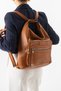 Tan Soft Leather Stylish and Convenient Multi-Compartment Large Size Backpack, Shoulder Bag and Crossbody Bag Three-In-One Women's Bag - 3