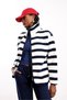 Navy Blue Striped Fleece Jacket - 2