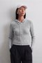 Women's Modal Hooded Zippered Comfortable Ribbed Long Sleeve Gray Sweatshirt & Cardigan - 2