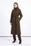 High Collar Belted Cashmere Brown Coat 14142