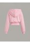 Women's Oversize Crystal Stone Printed Short Hooded Crop Sweatshirt - 2
