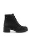 Women's 100% Genuine Leather Lace-Up Serrated Thick Heeled Comfort Sole Boots Daily Boots Black