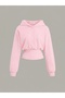 Women's Oversize Crystal Stone Printed Short Hooded Crop Sweatshirt