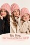 Powder Pink Hand Knitted Puffy Beanie – Girls' and Women's Winter Folded Soft Textured Beanie 1 Piece - 5