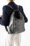 Gray Soft Leather Stylish and Convenient Multi-Compartment Large Size Backpack, Shoulder Bag and Crossbody Bag Three-In-One Women's Bag - 3