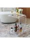 Mobile C Shaped End Table,Acrylic Sofa Side Table, Snack Table On Wheels - 2