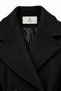 Double-Breasted Collar Belted Cashmere Black Coat 12822 - 3