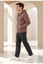Men's Hooded, Pocketed, Wool-Lined, Full-Zip Cardigan—Brown Jacket - 3