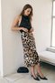 Geometric Pattern Viscose Satin Fabric Midi Length Skirt - 2